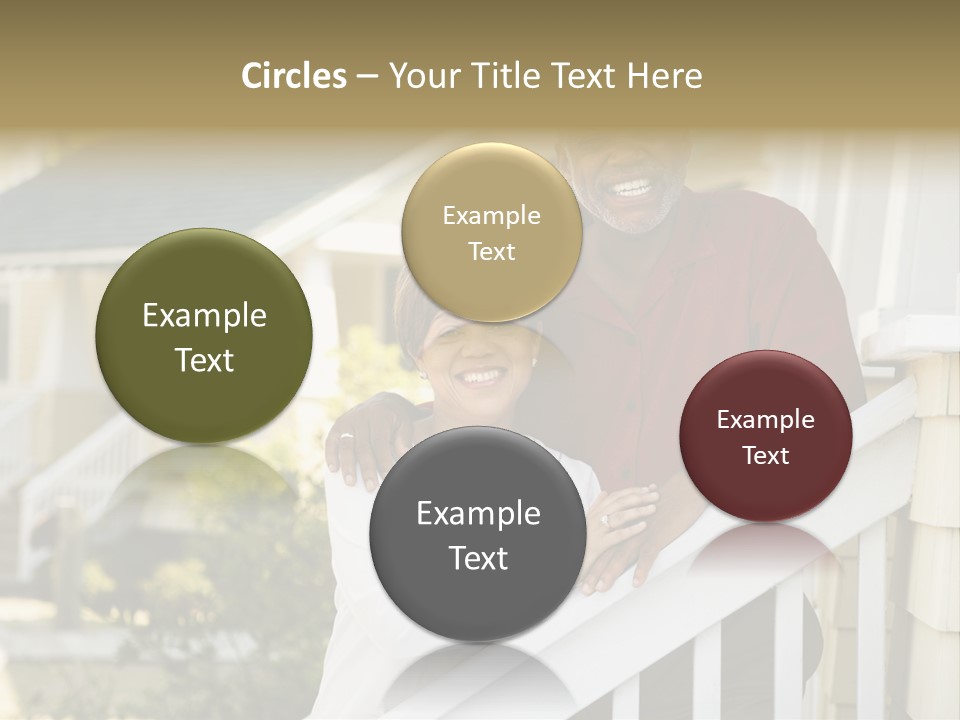 African American Middle Aged Couple Standing Together On Stairs Outside Home. PowerPoint Template