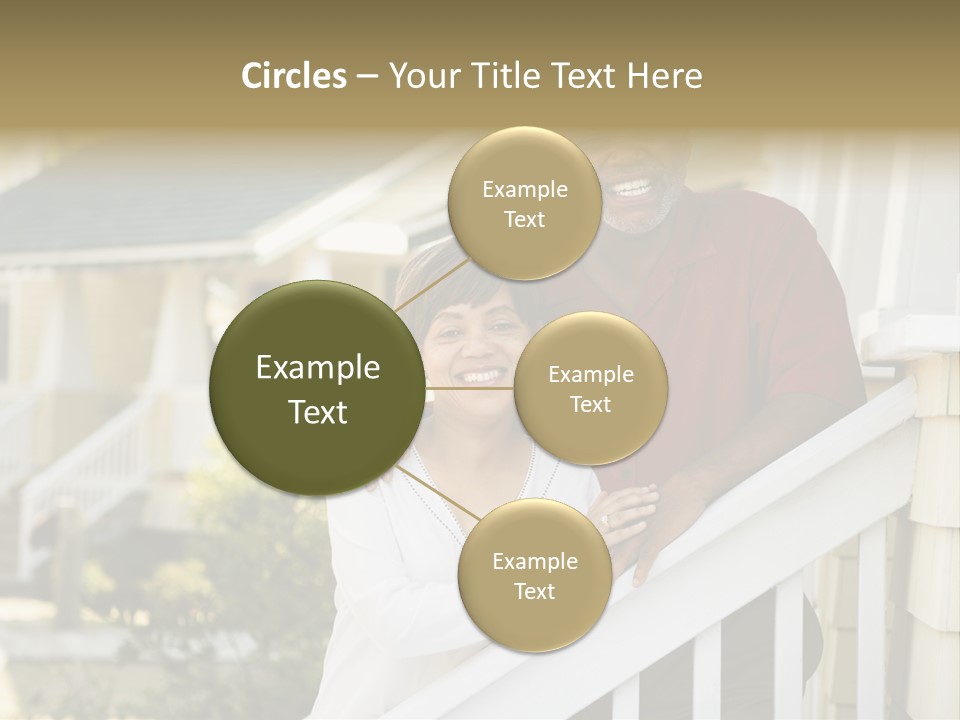 African American Middle Aged Couple Standing Together On Stairs Outside Home. PowerPoint Template