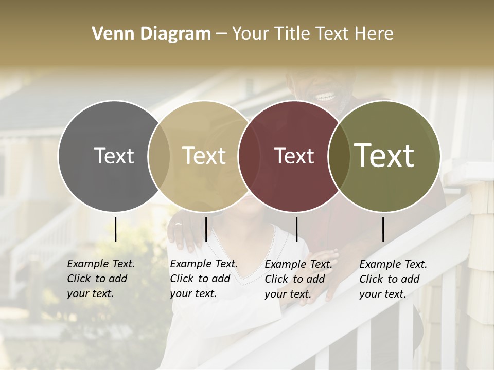 African American Middle Aged Couple Standing Together On Stairs Outside Home. PowerPoint Template