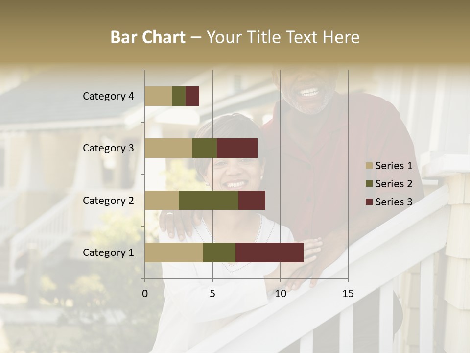 African American Middle Aged Couple Standing Together On Stairs Outside Home. PowerPoint Template