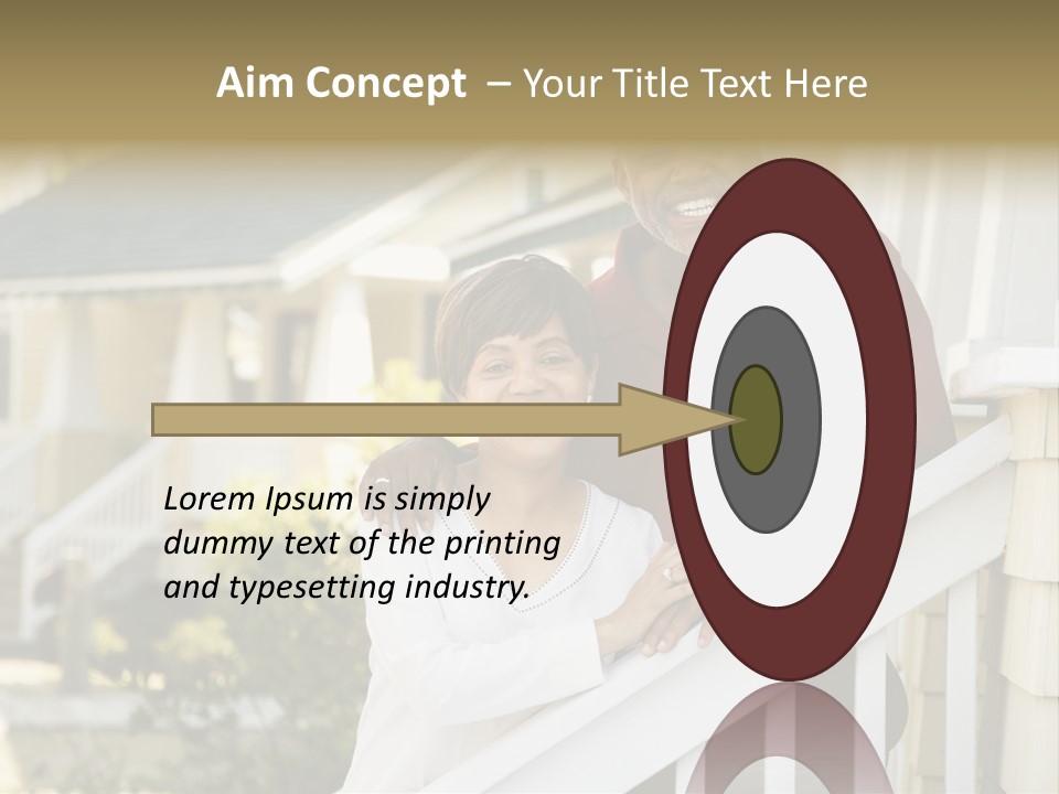 African American Middle Aged Couple Standing Together On Stairs Outside Home. PowerPoint Template