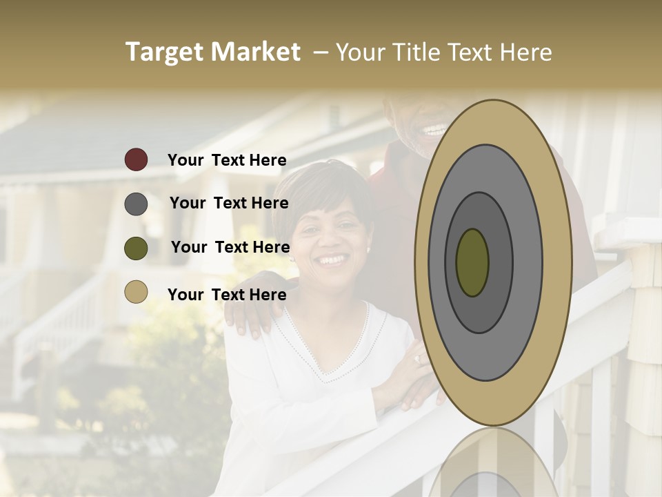 African American Middle Aged Couple Standing Together On Stairs Outside Home. PowerPoint Template