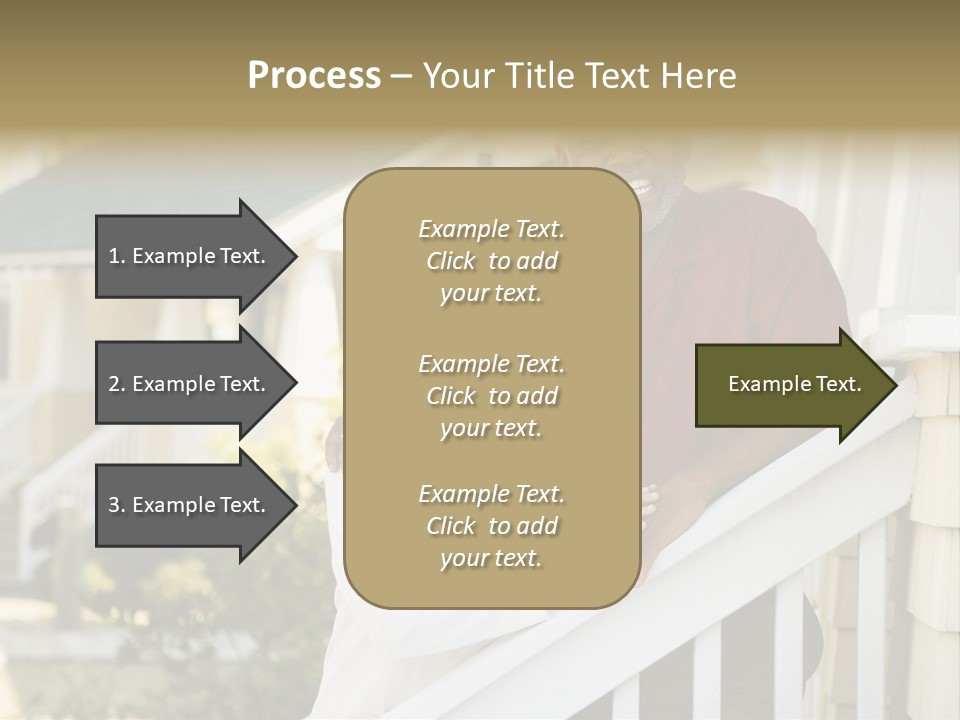 African American Middle Aged Couple Standing Together On Stairs Outside Home. PowerPoint Template
