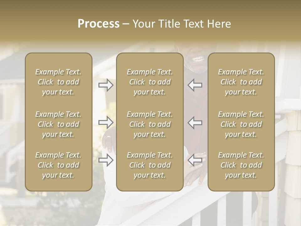 African American Middle Aged Couple Standing Together On Stairs Outside Home. PowerPoint Template