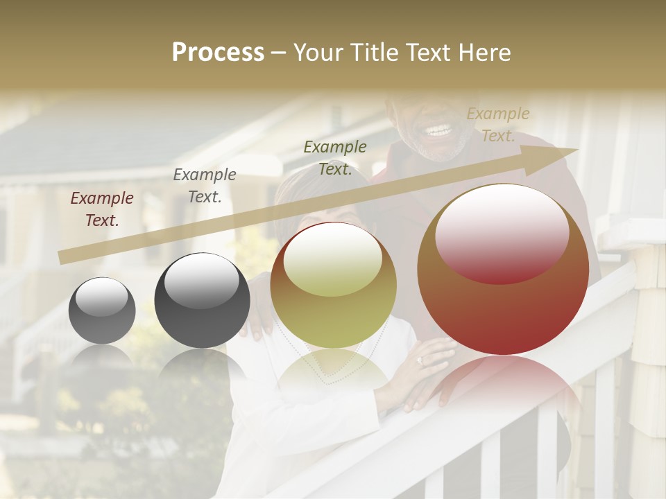 African American Middle Aged Couple Standing Together On Stairs Outside Home. PowerPoint Template