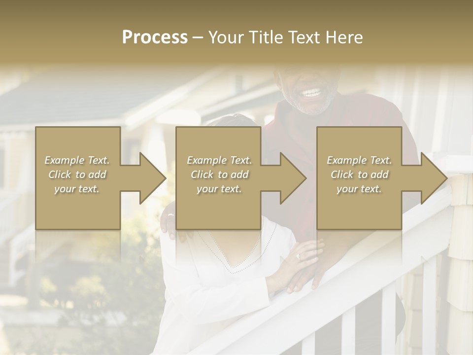 African American Middle Aged Couple Standing Together On Stairs Outside Home. PowerPoint Template