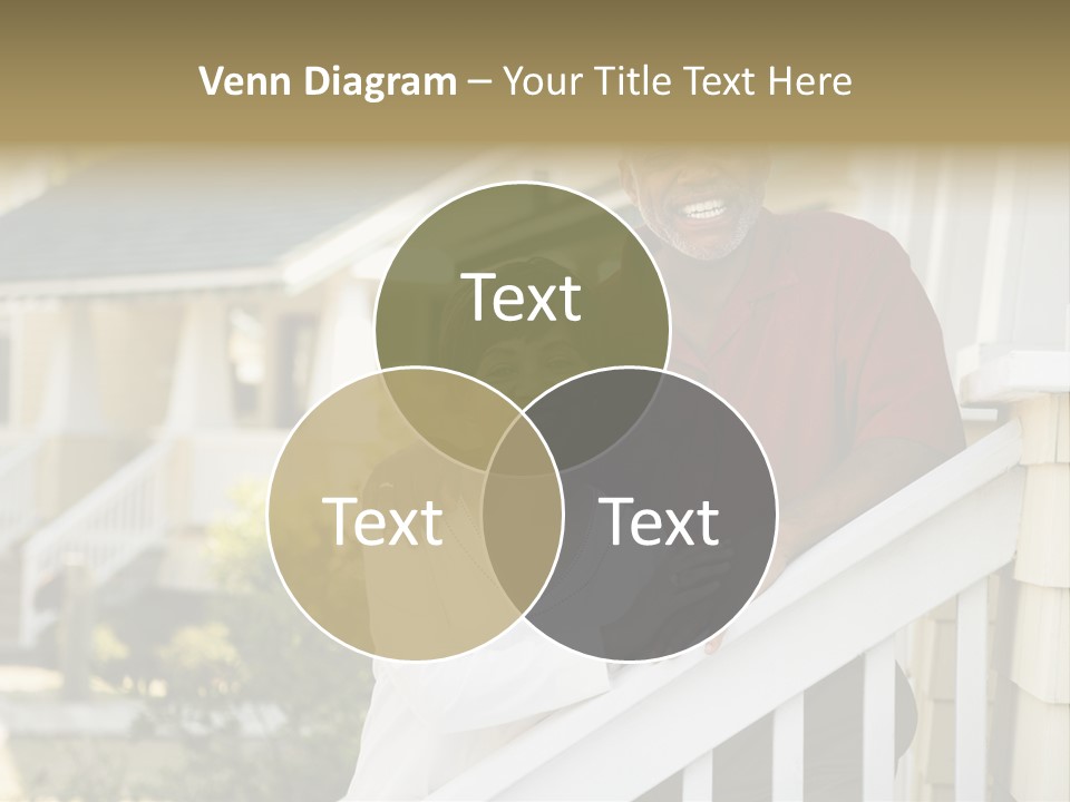 African American Middle Aged Couple Standing Together On Stairs Outside Home. PowerPoint Template