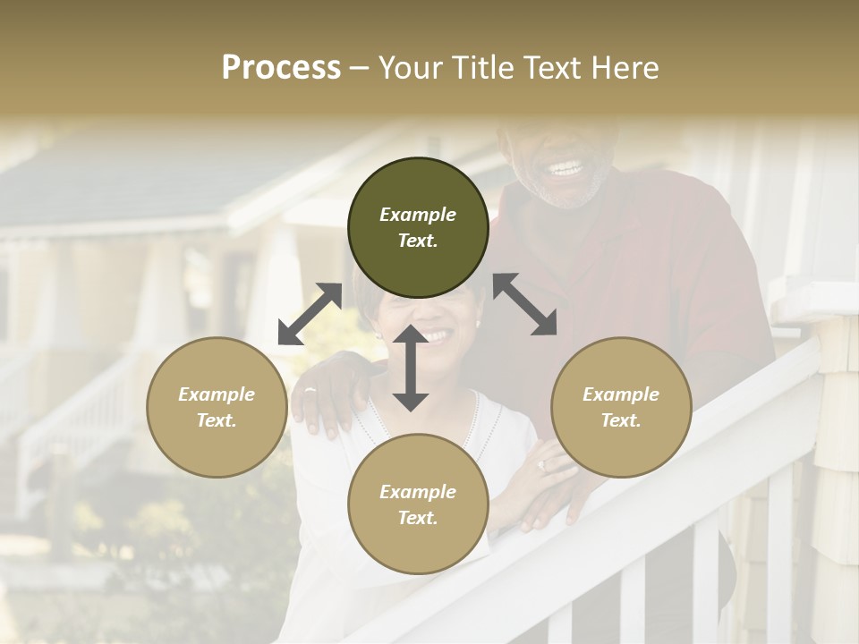 African American Middle Aged Couple Standing Together On Stairs Outside Home. PowerPoint Template