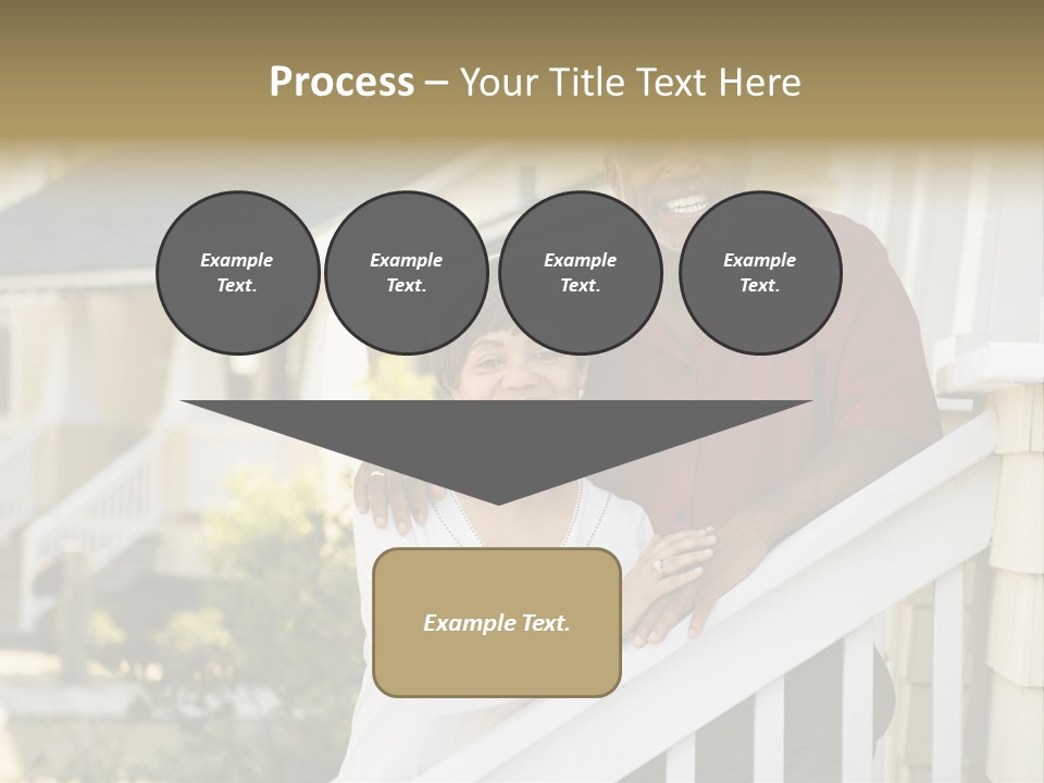 African American Middle Aged Couple Standing Together On Stairs Outside Home. PowerPoint Template