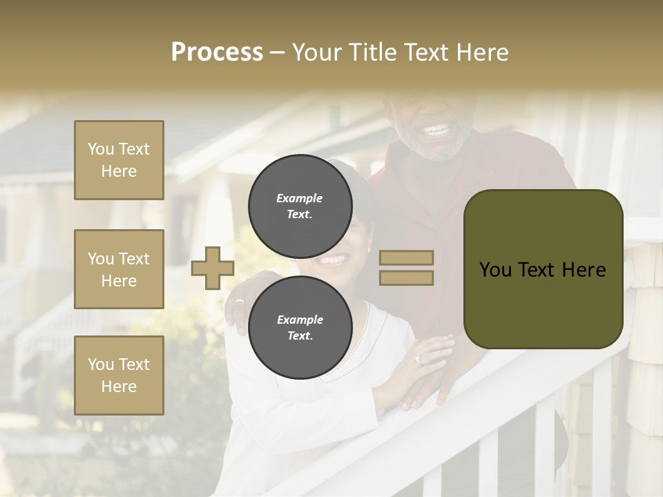 African American Middle Aged Couple Standing Together On Stairs Outside Home. PowerPoint Template