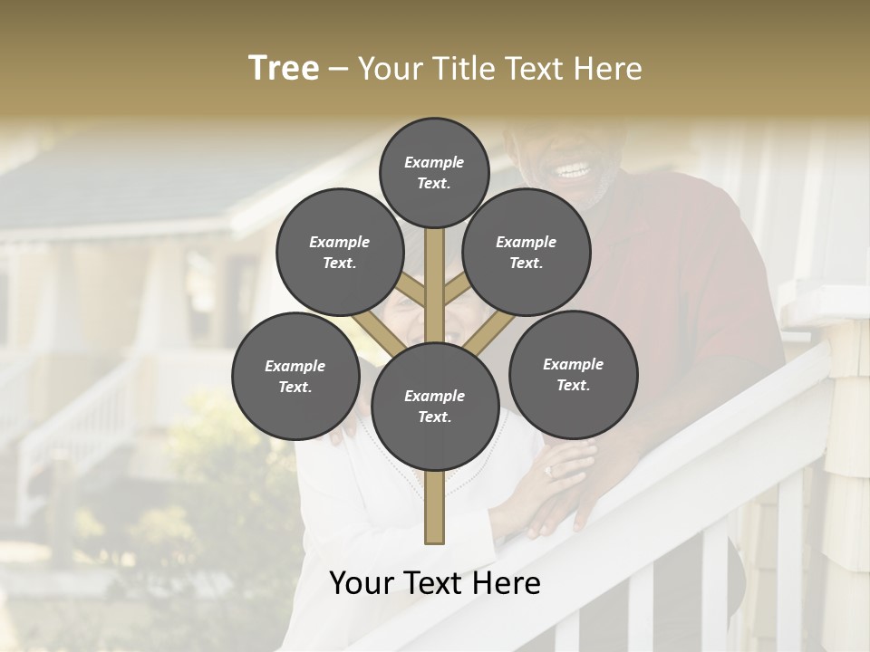 African American Middle Aged Couple Standing Together On Stairs Outside Home. PowerPoint Template