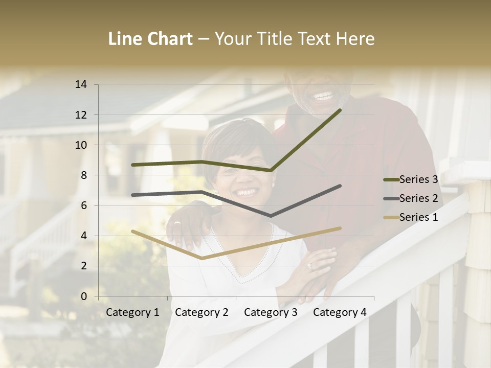 African American Middle Aged Couple Standing Together On Stairs Outside Home. PowerPoint Template