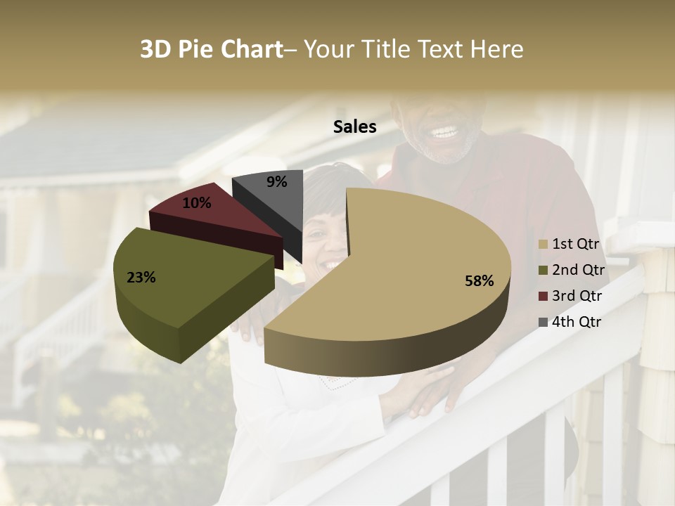 African American Middle Aged Couple Standing Together On Stairs Outside Home. PowerPoint Template