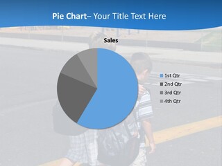 Two Brothers Cross The Street At A Cross Walk On Their Way To School PowerPoint Template