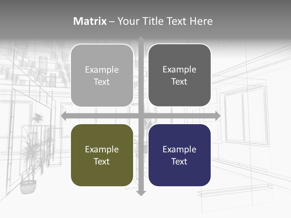 A Drawing Of A Room With Chairs And Desks PowerPoint Template
