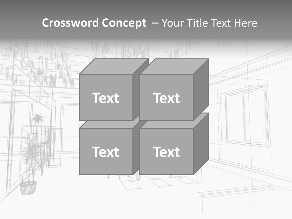 A Drawing Of A Room With Chairs And Desks PowerPoint Template