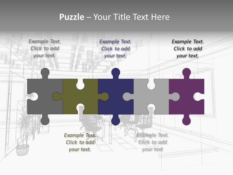 A Drawing Of A Room With Chairs And Desks PowerPoint Template
