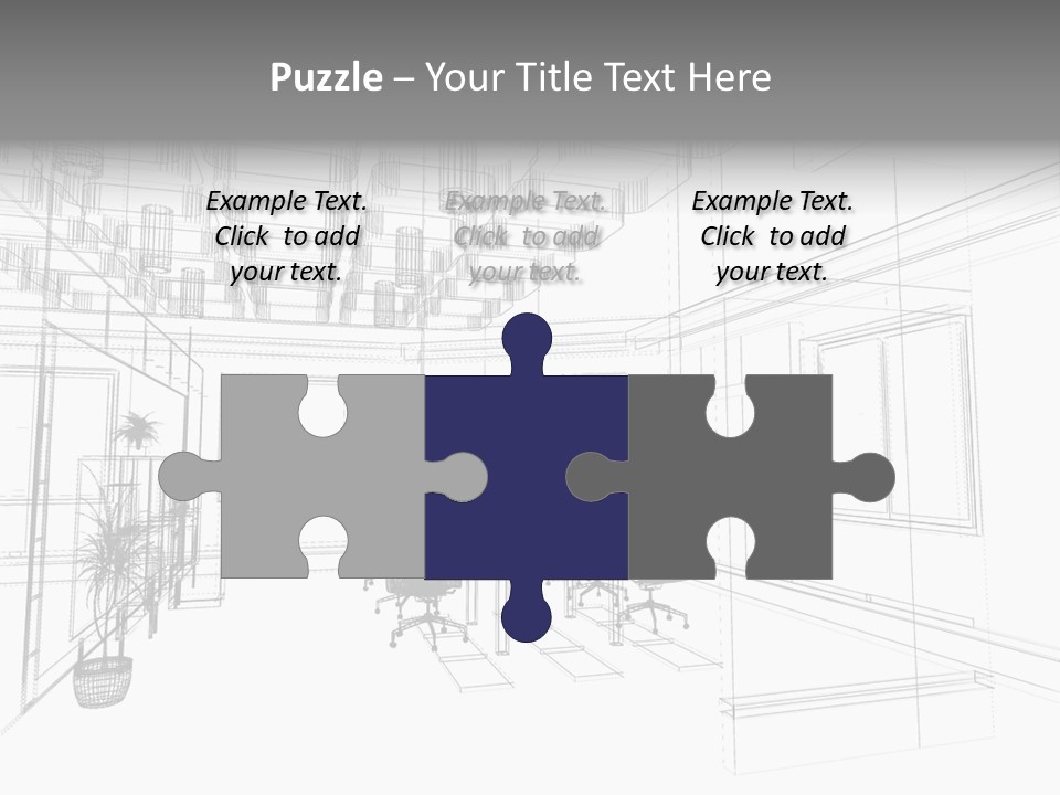 A Drawing Of A Room With Chairs And Desks PowerPoint Template