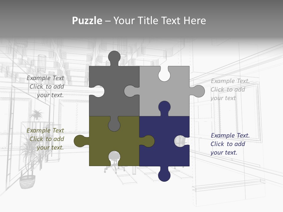 A Drawing Of A Room With Chairs And Desks PowerPoint Template