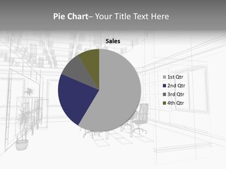 A Drawing Of A Room With Chairs And Desks PowerPoint Template