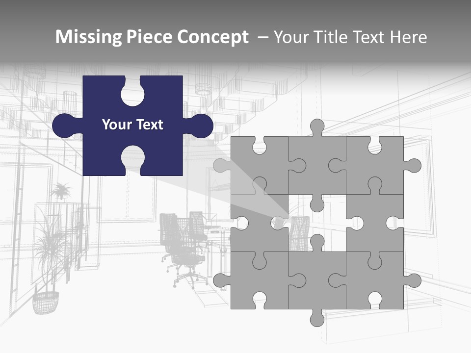 A Drawing Of A Room With Chairs And Desks PowerPoint Template