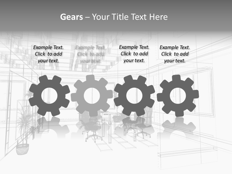 A Drawing Of A Room With Chairs And Desks PowerPoint Template