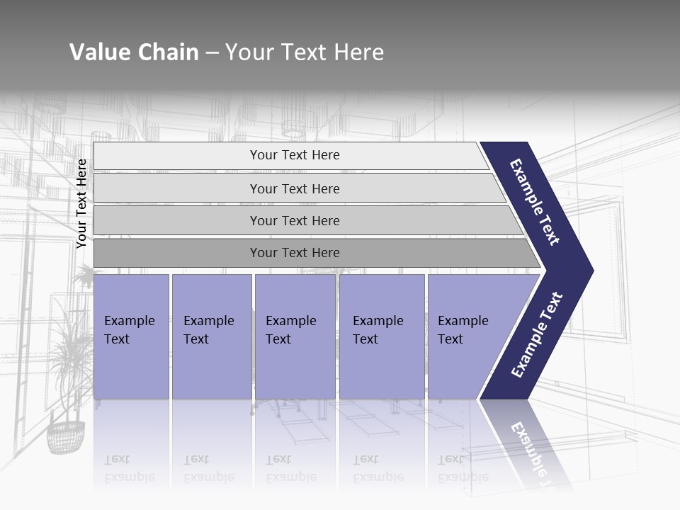 A Drawing Of A Room With Chairs And Desks PowerPoint Template