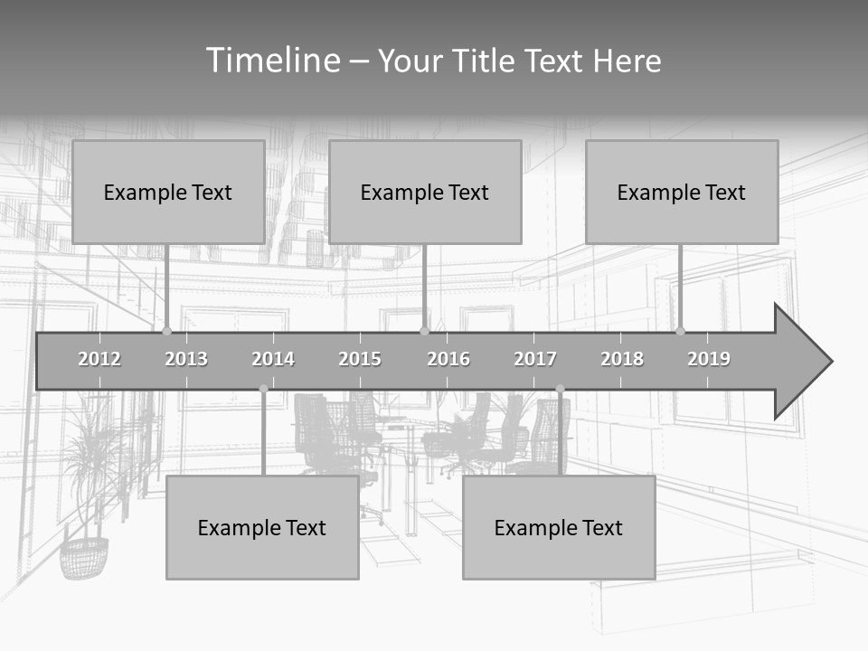 A Drawing Of A Room With Chairs And Desks PowerPoint Template