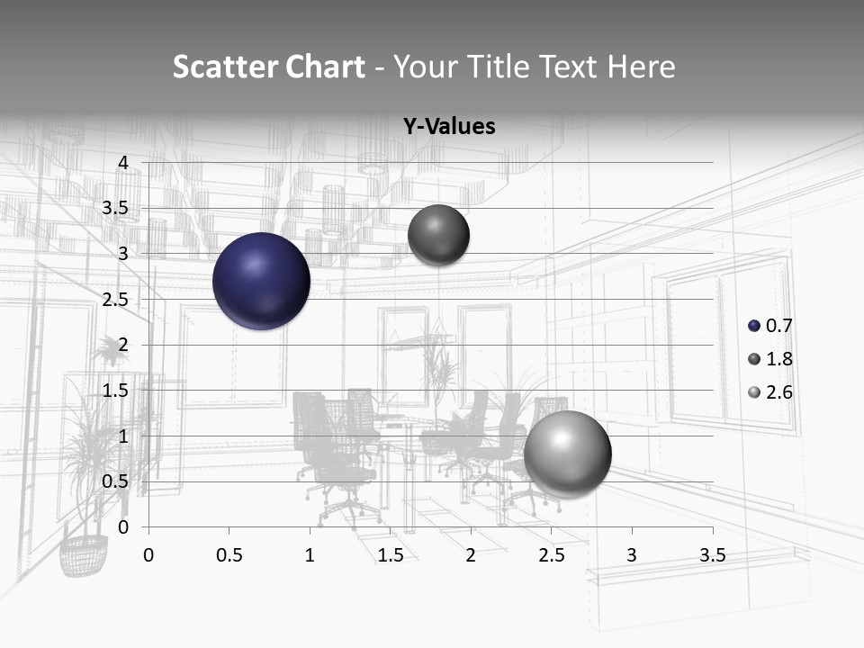 A Drawing Of A Room With Chairs And Desks PowerPoint Template