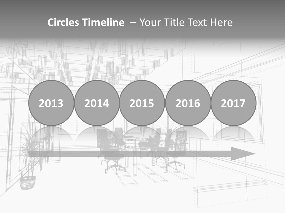 A Drawing Of A Room With Chairs And Desks PowerPoint Template