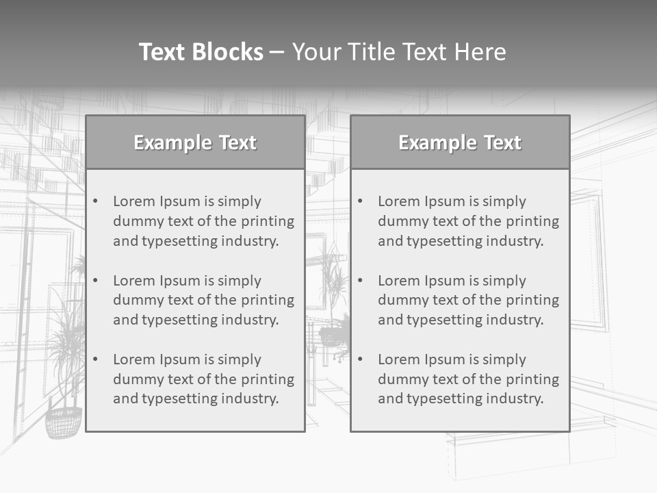 A Drawing Of A Room With Chairs And Desks PowerPoint Template