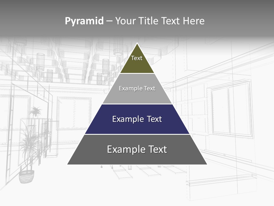 A Drawing Of A Room With Chairs And Desks PowerPoint Template