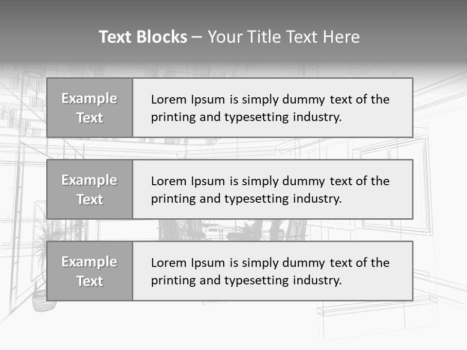 A Drawing Of A Room With Chairs And Desks PowerPoint Template