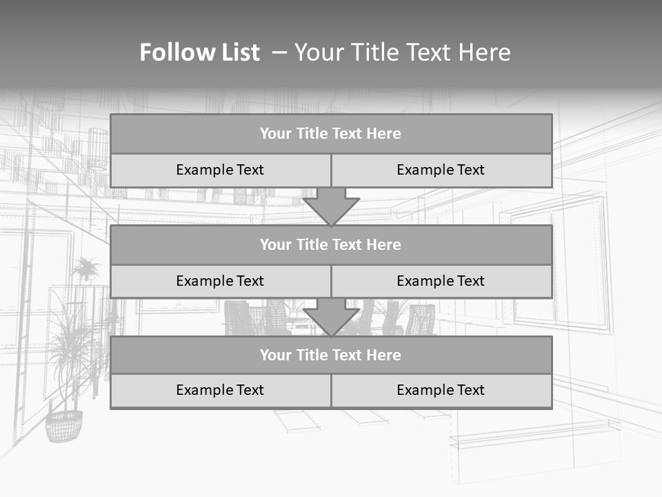 A Drawing Of A Room With Chairs And Desks PowerPoint Template