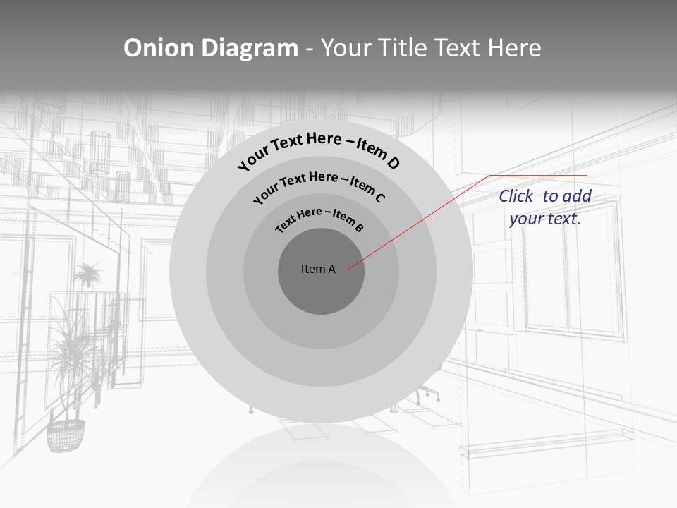 A Drawing Of A Room With Chairs And Desks PowerPoint Template