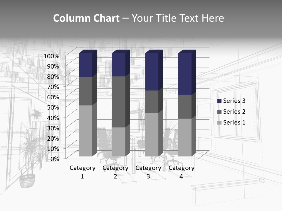 A Drawing Of A Room With Chairs And Desks PowerPoint Template