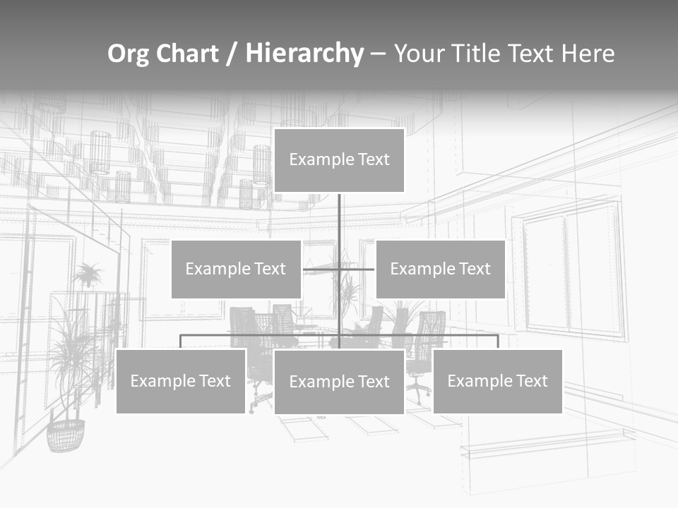 A Drawing Of A Room With Chairs And Desks PowerPoint Template