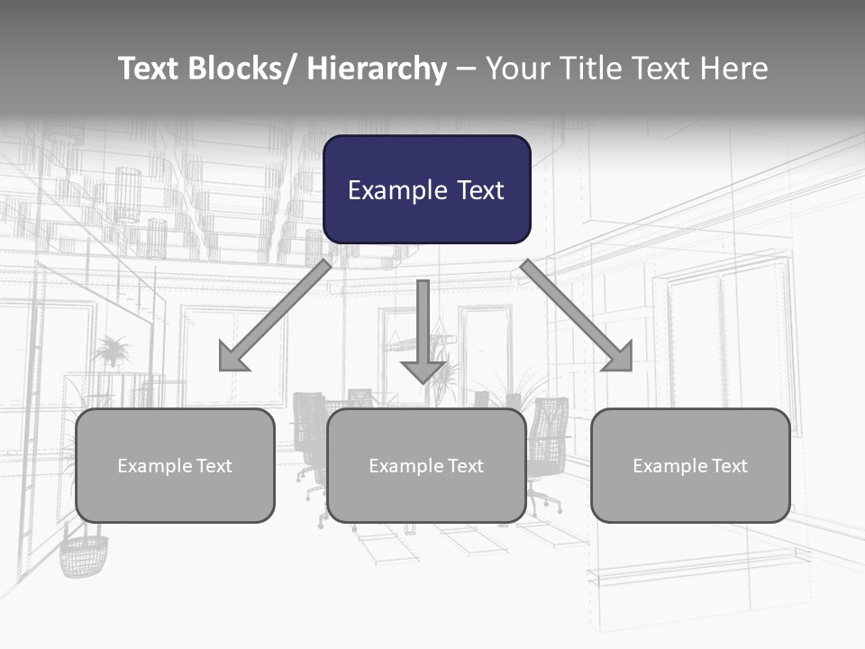 A Drawing Of A Room With Chairs And Desks PowerPoint Template
