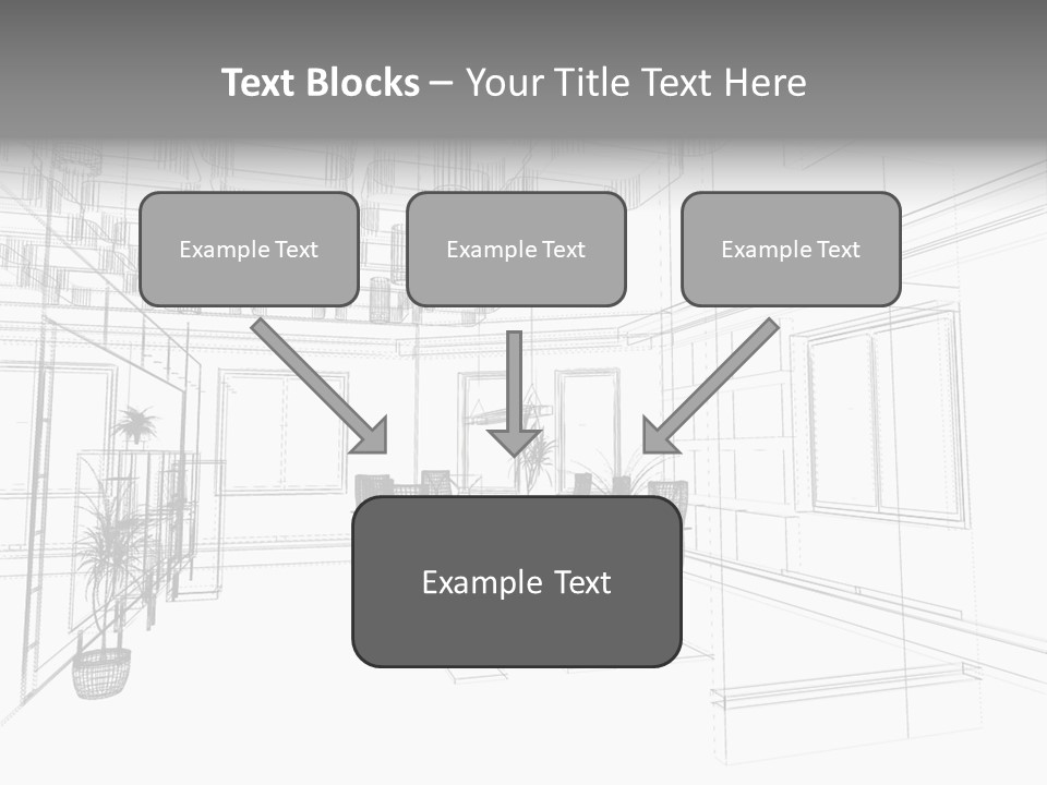 A Drawing Of A Room With Chairs And Desks PowerPoint Template
