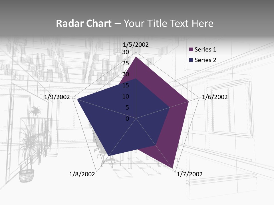 A Drawing Of A Room With Chairs And Desks PowerPoint Template