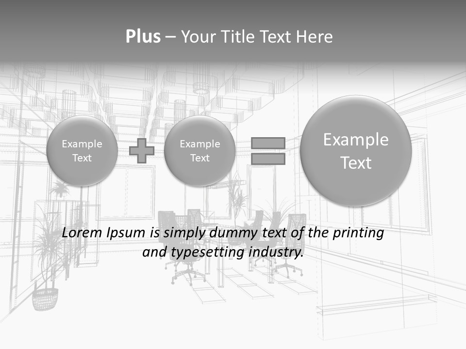 A Drawing Of A Room With Chairs And Desks PowerPoint Template