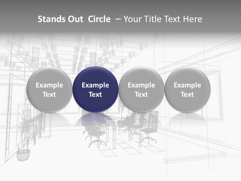 A Drawing Of A Room With Chairs And Desks PowerPoint Template