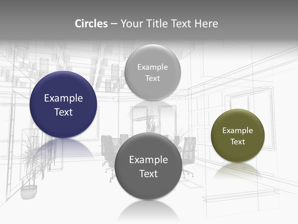 A Drawing Of A Room With Chairs And Desks PowerPoint Template