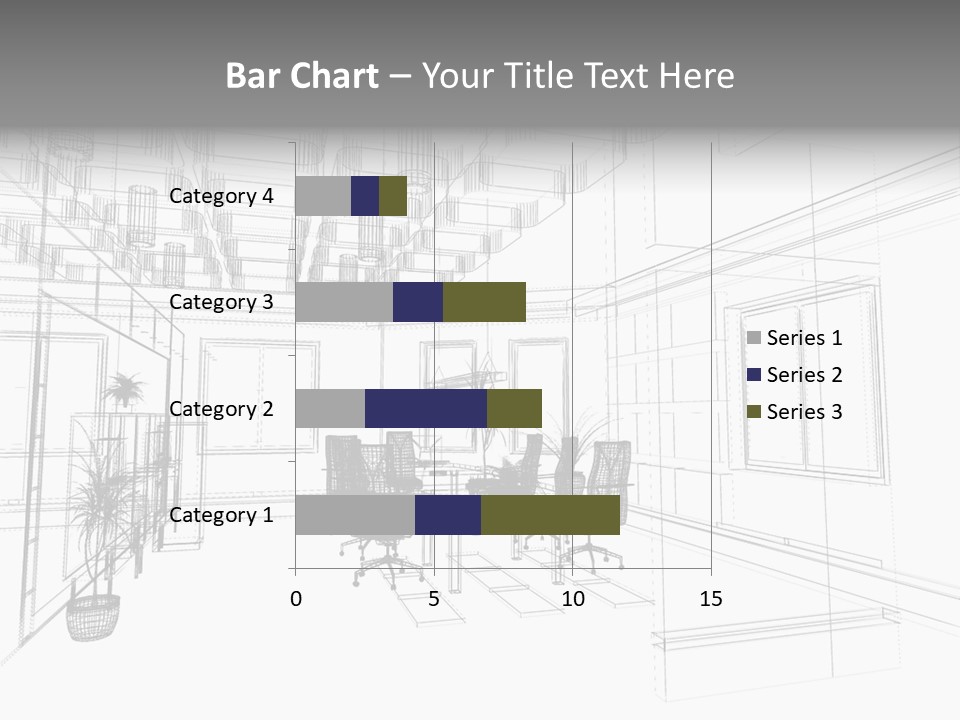 A Drawing Of A Room With Chairs And Desks PowerPoint Template