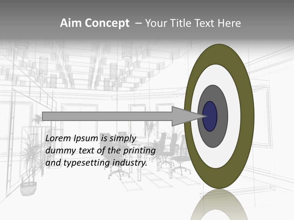 A Drawing Of A Room With Chairs And Desks PowerPoint Template