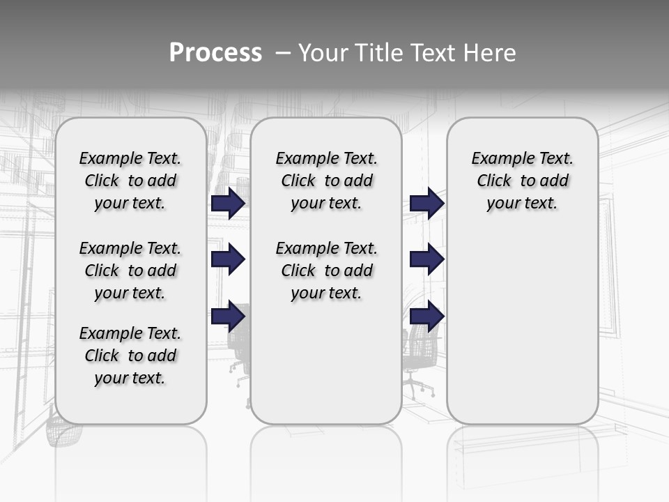 A Drawing Of A Room With Chairs And Desks PowerPoint Template