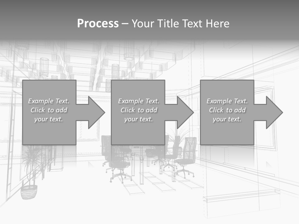 A Drawing Of A Room With Chairs And Desks PowerPoint Template