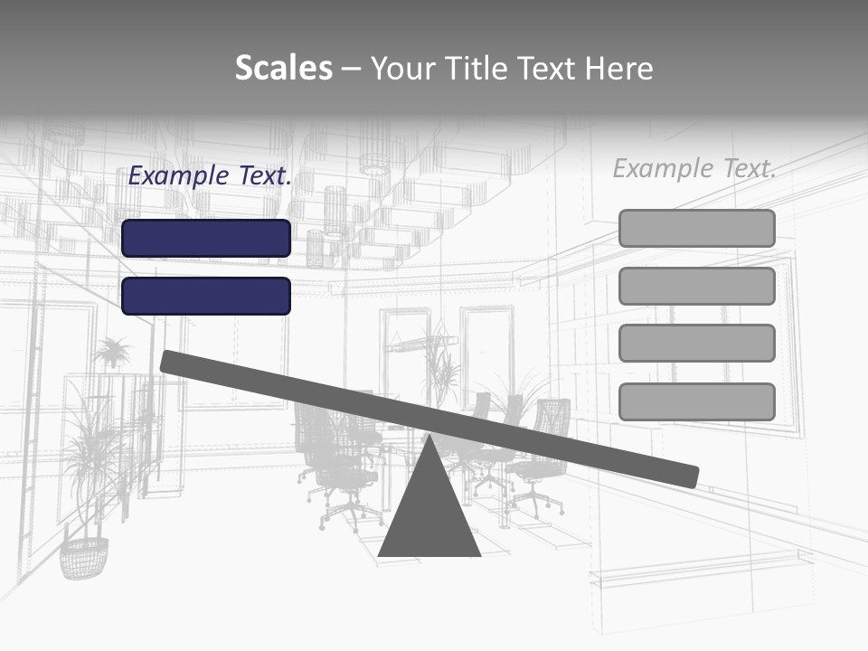 A Drawing Of A Room With Chairs And Desks PowerPoint Template