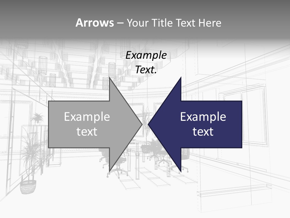 A Drawing Of A Room With Chairs And Desks PowerPoint Template