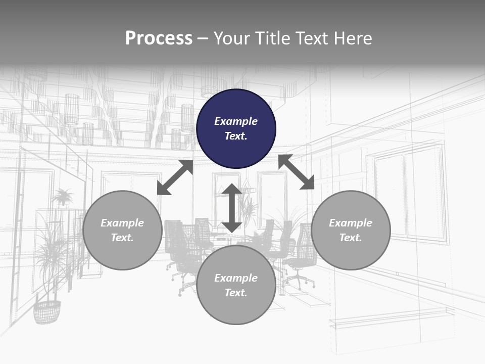 A Drawing Of A Room With Chairs And Desks PowerPoint Template